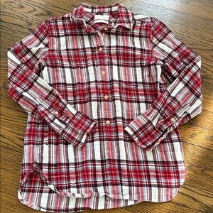 J. Crew Classic Re-Imagined red Plaid Button-Up flannel Shirt, 00
